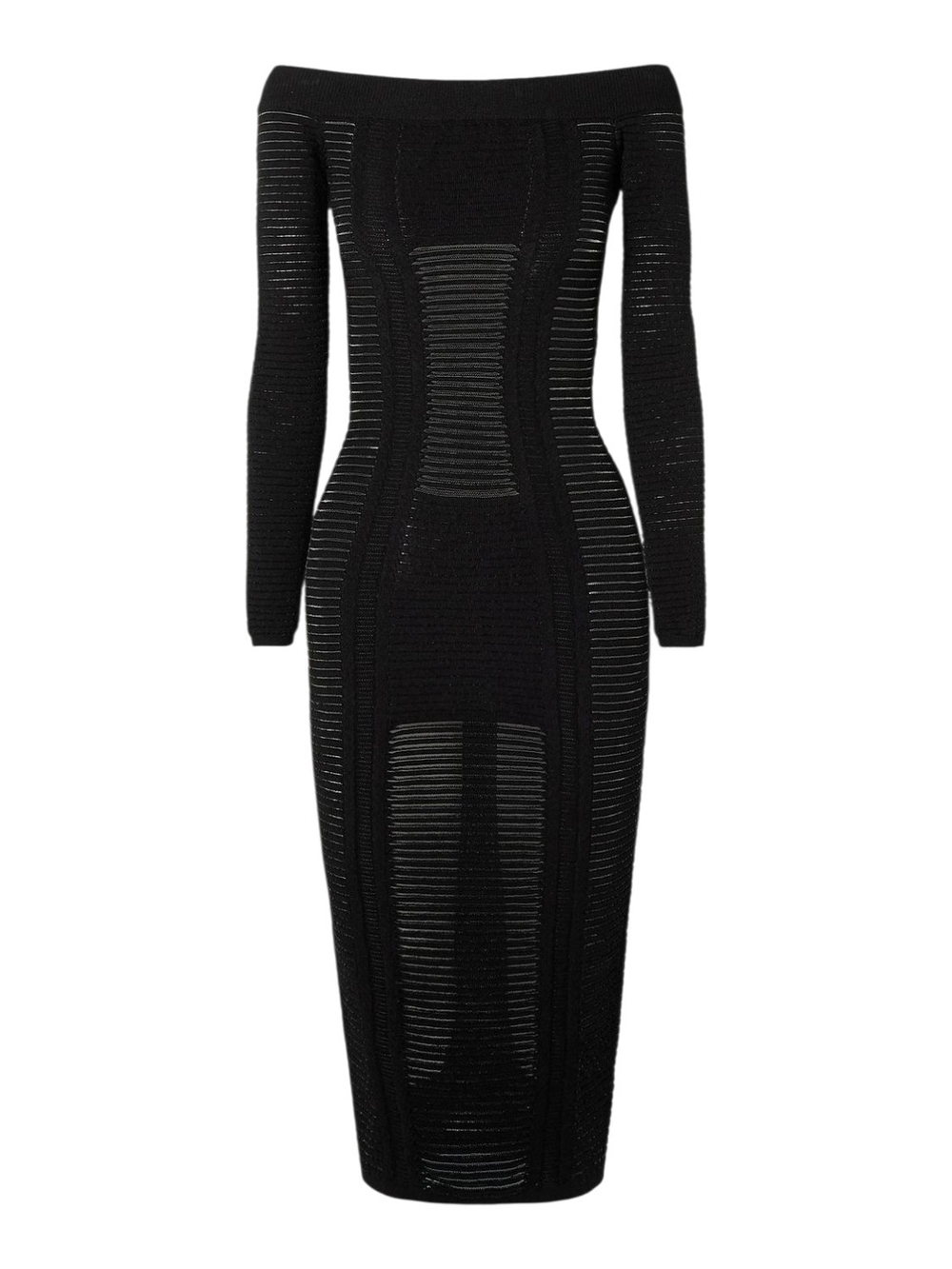 BALMAIN Black  Bustier Midi Dress in Viscose Blend Knit Size 34 NWT